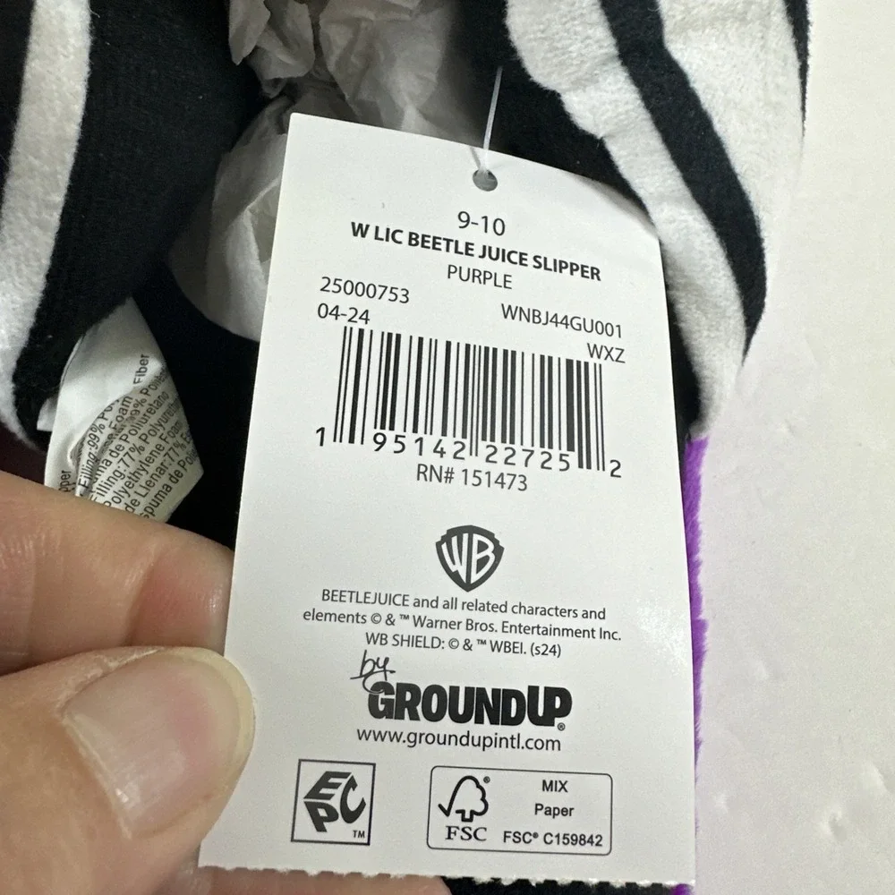 Ground Up Beetle Juice Lydia Deetz Plush‎ Character Slippers Kids 9/10